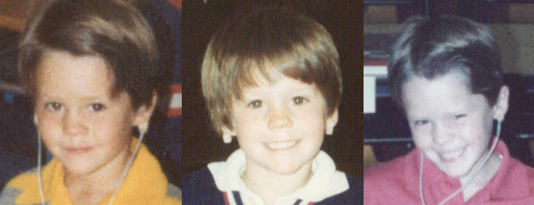 Three images of Justin Osmond as a young boy